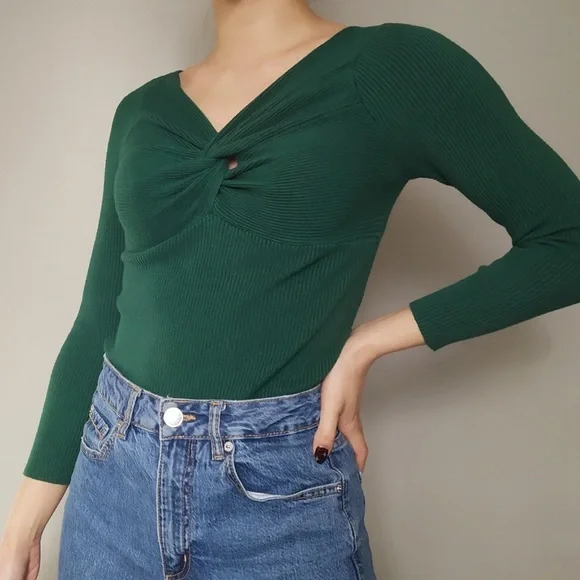 Twist Front Ribbed Top - Picture 1 of 4